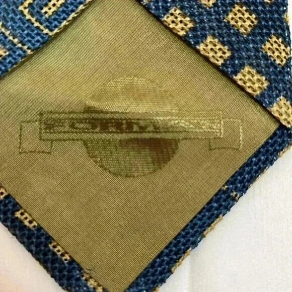 FORMAT MENS 100% SILK TIE BLUE GOLD NWT - Picture 9 of 10